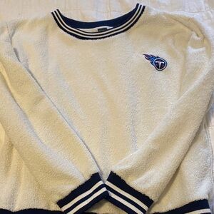 NFL Tennessee Titans White and Navy Crewneck Sweater with Logo